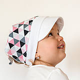 Detské čiapky - Letná pružná šatka so šiltom TRIANGLE PINK - 10803962_