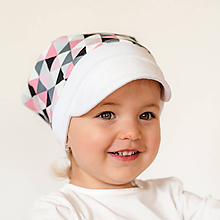 Detské čiapky - Letná pružná šatka so šiltom TRIANGLE PINK - 10803960_