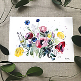 Obrazy - Maky a poľné kvety, (ART PRINT) akvarel - 10804147_