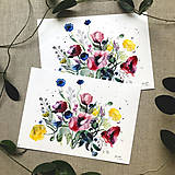 Obrazy - Maky a poľné kvety, (ART PRINT) akvarel - 10804149_