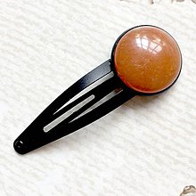 Ozdoby do vlasov - Black Gemstone Hair Clip / Veľká sponka s minerálom /S0006 (Aventurín oranžový) - 10806357_