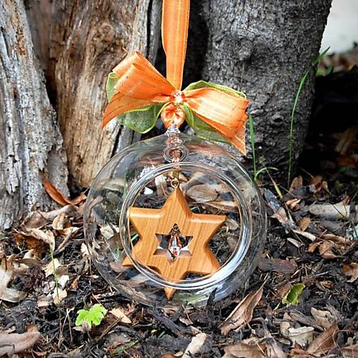 Dekorácie - Luxusná sklenená guľa (Oranžová) - 10806066_