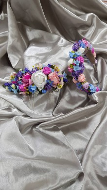 Ozdoby do vlasov - Svadobný kvetinový set, nevesta a družička - 10807984_