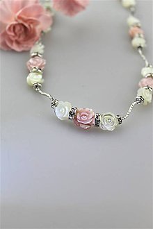 Náhrdelníky - perleť kvietky náhrdelník luxusný - svadobný - 10809603_