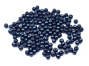 Korálky - Voskované perličky 4mm, 100 ks (tmavá modrá parížska) - 10809553_