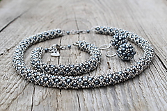 Sady šperkov - súprava sivo-kovová - 10810925_