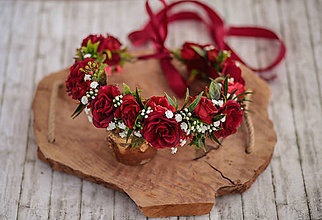 Ozdoby do vlasov - Veľký kvetinový červený venček z ruží - Ruženka - 10813331_