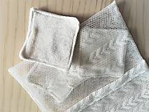 Úžitkový textil - Súprava kozmetických tampónov so sieťkou na pranie (4 x bambus / bavlna froté) - 10812569_