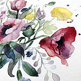 Obrazy - Maky a poľné kvety, (ART PRINT) akvarel - 10812372_