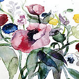 Obrazy - Maky a poľné kvety, (ART PRINT) akvarel - 10812373_