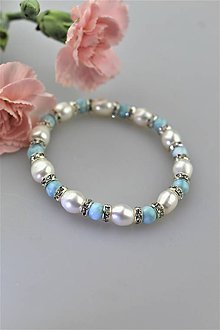 Náramky - larimar s perlou náramok luxusný - 10813506_