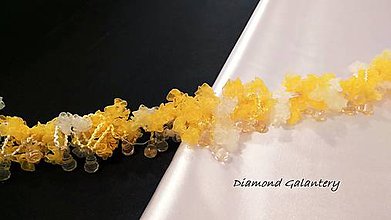 Galantéria - Ozdobná lemovka s korálkami -žlto biela - 10816018_