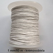 Galantéria - Bavlnená voskovaná šnúrka 1mm-80m (krém.biela) - 10816174_