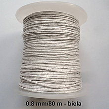 Galantéria - Bavlnená voskovaná šnúrka 0,8mm-80m (biela) - 10816180_