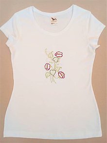 Topy, tričká, tielka - Vyšívané tričko kvety - 10816622_