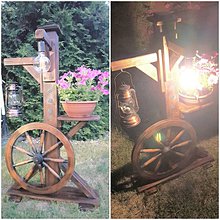 Svietidlá a sviečky - Rustikalna lampa s kolesom - 10816097_