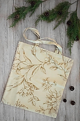 Nákupné tašky - Pevná nákupná taška (Béžová s kvetmi) - 10816184_