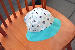 Detské čiapky - Letný klobúčik kotvičky / tyrkis - 10825034_