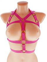 Spodná bielizeň - červený gothic postroj na telo body harness open bra s2 - 10827893_