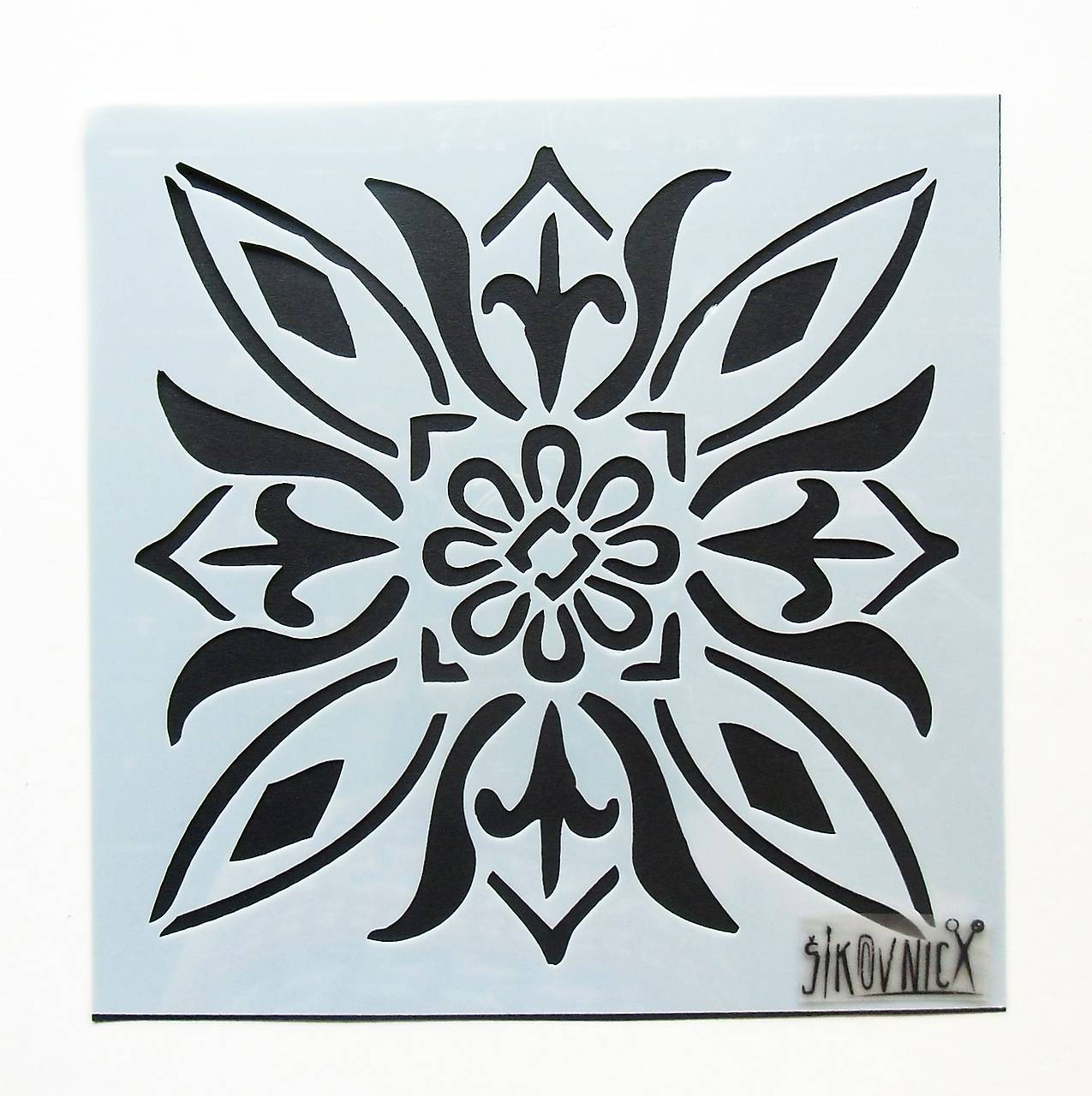 Šablóna - 15x15 cm, mandala (kvet, vzor (I))