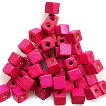 Korálky - Drevené kocky 6mm-10g (ružová) - 10825671_