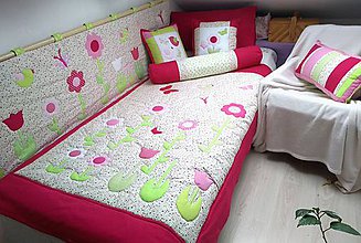 Úžitkový textil - Motýle a kvety (mantinel/prehoz) - 10825385_