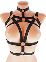 čierný postroj gothic postroj otvorená podprsenka na telo body harness open bra s4