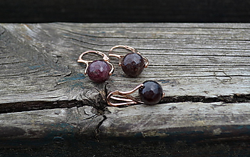 Sady šperkov - Strieborná sada pozlátená ružovým zlatom Granát - 10828819_