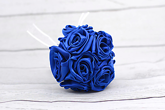 Kytice pre nevestu - VÝPREDAJ! Saténová kytica modrá ruže - 10828910_