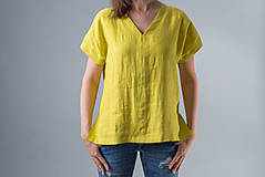 Topy, tričká, tielka - Dámsky ľanový top Kate (S/M, M/L, L/XL - Žltá) - 10828660_