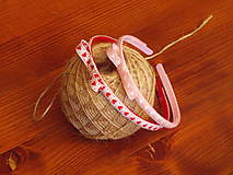 Ozdoby do vlasov - Folklórne čelenky so srdcom - ružová a červená - 10828074_