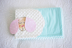 Detský textil - Minky #dekovka - Mentolová deka s ovečkami - 10831052_
