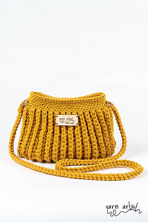 Kabelky - Háčkovaná taška ZARA, mustard - 10832762_