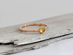 Prstene - 585/1000 zlatý prsteň s prírodným citrínom (ružové zlato) - 10835854_