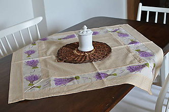 Úžitkový textil - Levanduľový obrus  s kytičkami - 10837417_