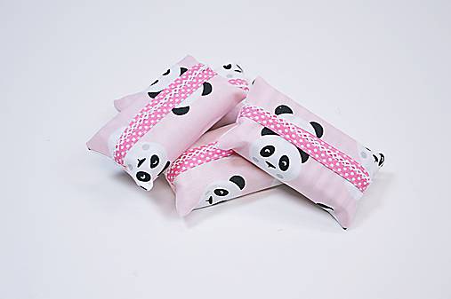  - Prenosný obal / zásobník na papierové vreckovky ružové pandy - 10835590_