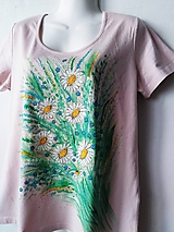 Letná kytica - ručne maľované tričko -organická bavlna