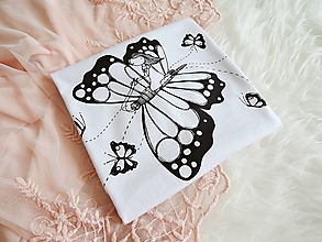 Topy, tričká, tielka - Tričko - na krídlach motýlích, biele - 10836147_