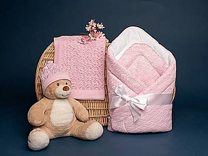 Detský textil - Zavinovačka, deka, čiapočka, "Miss", OEKO-TEX® - ružová - 10840044_