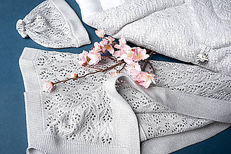 Detský textil - Zavinovačka, deka, čiapočka, "Miss", OEKO-TEX® - šedá - 10841581_