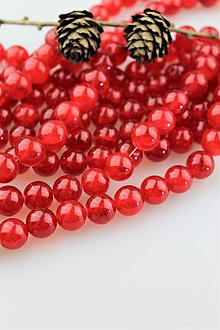 Minerály - krvavočervený jadeit korálky 12mm - 10842047_