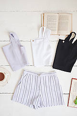 Nohavice - Pruhované šortky (42 fialová) - 10843323_