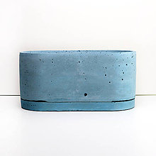 Nádoby - Ovalny betonovy kvetinac - modry - 10841447_