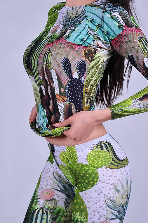 Nohavice - Cactus garden top s UVB a UVA ochranou - 10842647_