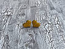 Náušnice - maľované bodkované srdiečka (PiDi žlté) - 10841507_