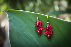 Červené kvapky - soutache earring