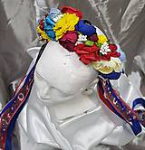 Ozdoby do vlasov - Svadobná folklórna kvetinová parta so stužkami - 10844424_