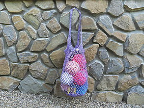 Nákupné tašky - Melírovaná háčkovaná sieťovka - fialová - 10844704_