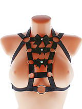 Spodná bielizeň - čierný postroj bielizeň pastel gothic postroj na telo body harness lingerie a8 (Bordová) - 10847232_