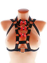 Spodná bielizeň - čierný postroj bielizeň pastel gothic postroj na telo body harness lingerie a8 (Bordová) - 10847235_